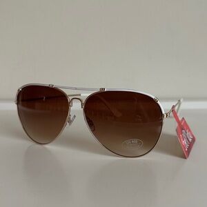 Bob Mackie Gold Aviator Sunglasses White Trim